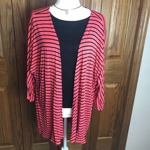 LuLaRoe Coral & Black Striped Cover Up